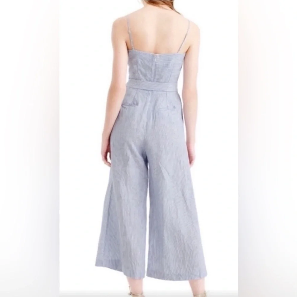 NWT Banana Republic Wide Leg Jumpsuit Nautical Pinstripe Linen Cotton Blend 12 - Picture 3 of 12